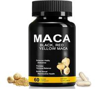Maca Root Powder Capsules with Black Red Yellow Peruvian Maca Root Extract Supplement for Men and Women（60 Vegan Capsules）