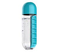 Macabolo 2 in 1 Portable Water Bottle with Pill Box Organizer 7 Days Planner Box Travel Medication Cases Containers (600ml)