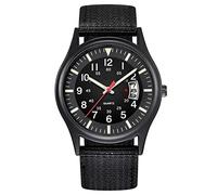 Macabolo men's army tactical field sport analogue watch, work watch, waterproof, outdoor casual quartz wrist watch for men, Black, Strap.