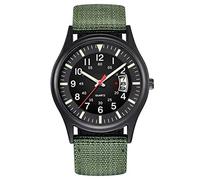 Macabolo men's army tactical field sport analogue watch, work watch, waterproof, outdoor casual quartz wrist watch for men, Green, Bracelet