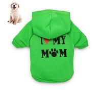 Macabolo Small Pet Dog Clothes I Love My Mom Printed Hoodie Puppy Sweatshirt Warm Puppy Clothes Cotton Blend Hoodie for Winter Autumn