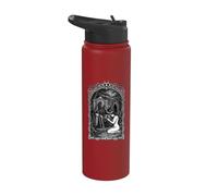 Macabre Grim Reaper on Throne with Kneeling Woman and a Rose Stainless Steel Insulated Water Bottle
