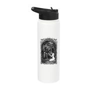 Macabre Grim Reaper on Throne with Kneeling Woman and a Rose Stainless Steel Insulated Water Bottle