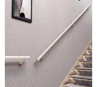 MACAGGTNTU 3 4 6 12ft Metal Handrail Modern Stair Railing Wall Mount Handrail Grab Bar Kit Non-Slip Support Decorative Staircase Handrail(White,450CM/14.8ft)