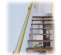 MACAGGTNTU Metal Handrail 3ft 6ft 12ft Square Stair Railing Non-Slip Banister Hand Rail Grab Bar Wall Mount Stair Handrail Support Rod(Gold,450CM/14.8ft)