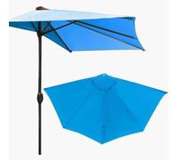 MACAGGTNTU Outdoor Half Umbrella Replacement Canopy 9ft 5 Ribs Patio Umbrella Replacement Canopy Small Half Umbrella Canopy For Backyard Pool Parasol(Blue)