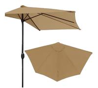 MACAGGTNTU Outdoor Half Umbrella Replacement Canopy 9ft 5 Ribs Patio Umbrella Replacement Canopy Small Half Umbrella Canopy For Backyard Pool Parasol(Khaki)