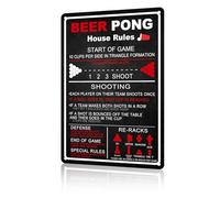 macago Beer Pong House Rules Tin Sign Vintage Beer Pong Retro Metal Wall Art Signs Game Rule Poster 8x12 inch