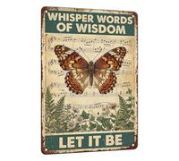 macago Butterfly Tin Sign Inspiring Wall Decor Whisper Words Of Wisdom Let It Be Music Poster Bedroom Sunroom Living Room Office 8x12 inch