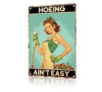 macago Funny Garden Signs for Outdoor Hoeing Ain't Easy Metal Signs Retro Tin Art for Outdoor Garden Yard Patio Decor 8x12Inch