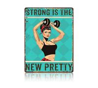 macago Gym Sign for Home Gym Strong Is The New Pretty Metal Tin Sign for Gym Workout Sign For Home Gym Motivational Sign Fitness Sign Workout Room Decor 12x16inch