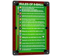 macago Metal Tin Sign Pool Table Room Wall Decor 8 Ball Rules Signs Pool Table Accessories Vintage Metal Sign Poster for Billiard Game Room Man Cave Bar Club Pub 8x12 inch