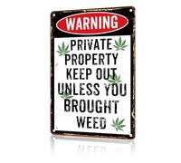 macago Rustic Metal Tin Sign Humorous Private Property Warning Quirky Retro Tin Sign For Home Bar And Man Cave 8x12 inch