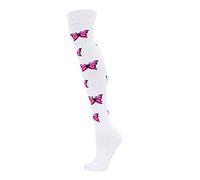 macahel Bright Over The Knee Butterfly Design On White Background Socks Size 4-8 (Butterfly White)