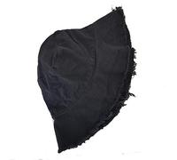 Macahel Cotton Frayed Raw Edge Fisherman Bucket hat (Black)