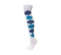 MACAHEL Cotton Rich Over The Knee Argyle Diamond Design Socks (Blue)