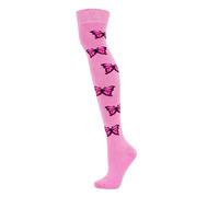 Macahel Festive Over The Knee Butterfly Design Animal Design Socks Size 4-8 (Butterfly Pink)