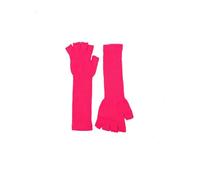 Macahel Halloween Ladies Short Neon Funky Fingerless Knitted Gloves (Neon Pink)