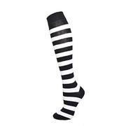 Macahel Ladies Striped Stripey Knee high socks Size 4-8 (Black & White)