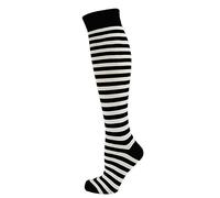 Macahel Ladies Thin Striped Knee high Long Socks 4-8 (Black & White)