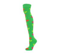 Macahel Over The Knee Neon Designs Halloween Hearts Patch Socks Size 4-8 UK 37-42 EUR