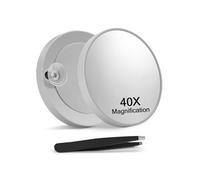 Macaki 40X Magnifying Mirror with 2 Suction Cups, 3.5 inches Magnified Makeup Mirror and Slant Tweezers,Grey,1PC