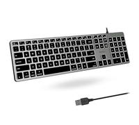 Macally Backlit Mac Keyboard - Quiet, Sl nd Functional - 3 Brightness Levels, 107 Keys, 5ft USB Wired - Apple Keyboard - Backlit Wired for Mac, iMac, MacBook Pro/Air - Space Gray