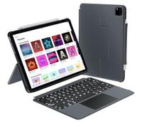 Macally iPad Air 13 Inch Case Keyboard (M2, 2024) | iPad Pro 12.9 Keyboard Case (5/6th Gen) Detachable Backlit Keyboard with Large Trackpad, Multi-View Stand, Pencil Holder
