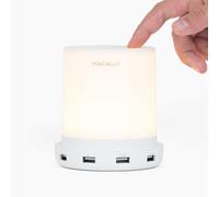 Macally LAMPCHARGE LED Table Lamp - White Acrylic, ABS, Metal, 2700K Soft White Light, Touch Control