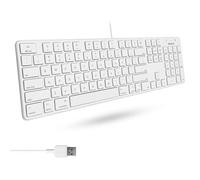 Macally Slim USB Wired Keyboard for Mac and Windows PC - Full Size 104 Key Layout & 16 Shortcut Keys - Scissor Keycaps for Smooth Typing - Mac Wired Keyboard with Numeric Keypad