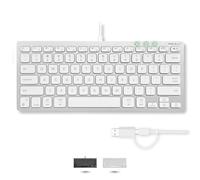 Macally Small Wired Keyboard for Mac and PC (Dual USB C + A) - Save Space, 78-Key Layout with 13 Shortcuts, Type C - Compact USB C Keyboard for MacBook, iMac, iPad, iPhone - Silver