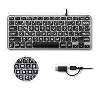 Macally Small Wired Keyboard for Mac (Dual USB C + A) - Large Print, Easy to See - Space Saving, 78 Backlit Keys - Compact Mac Keyboard WIred for Visually Impaired or Elderly - For Macbook, iMac, iPad