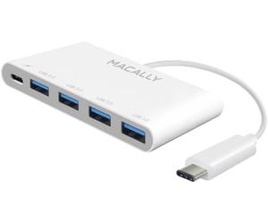 Macally UC3HUB4C 3.1 USB-C to 4 port USB-A hub with 1 USB-C charge port