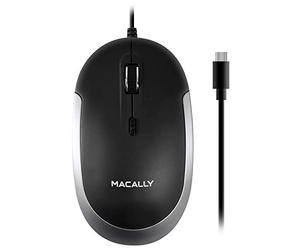 Macally UCDYNAMOUSE-SG USB-C Optical Silent Click Mouse With 2 Buttons, Scrollwheel and DPI Button for Mac and PC with USB-C Port Black & Space Gray