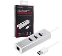 Macally USB 3.0 Hub + Ethernet Adapter USB Plug to RJ45 Network Gigabit LAN