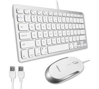 Macally USB Wired Keyboard and Mouse Combo for Mac and PC - Save Space with a Compact Small Mac Keyboard and Mouse for MacBook Pro/Air, iMac, Mac Mini/Pro - Compatible Apple Keyboard and Mouse