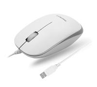 Macally USB Wired Mouse for Mac and Windows - Simple 3 Button Corded Computer Mouse Wired, Scroll Wheel Layout with Long Wire Cord - Plug and Play USB Mouse Wired for Laptop, PC Desktop, Notebook