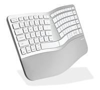 Macally Wireless Split Ergonomic Keyboard for Mac - Dual Mode (BT + Wired) - Rechargeable, Wrist Cushion, USB C + A Plug - Compact Bluetooth Keyboard Ergonomic for MacBook, iPad, iPhone