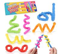 MACALOCA 6 Pack Silicone Fidget Sensory Sticks - Colorful Stress Relief Toys for Kids, Adults, ADHD, Autism | Quiet, Calming, Textured Toy for Anxiety & Focus | Classroom, Office, Travel Essentials