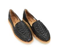 Macarena Collection Sandals women Huarache Sandal Colorful Leather Mexican Style 3050 Flat, Black, 5 UK