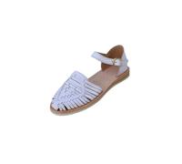 Macarena Collection Sandals women Huarache Sandal Colorful Leather Mexican Style 927 Ankle Strap, White, 6 UK