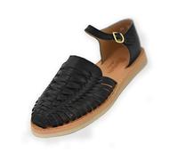 Macarena Collection Sandals women Huarache Sandal Colorful Leather Mexican Style Color Black 3050 Ankle Strap, Black, 6 UK