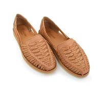 Macarena Collection Womens Shoes Leather Sandal Flat for Women | Huarache Handmade Mexican Sandals | Comfortable & Stylish Womens Sandals 3050, Tan, 7 UK