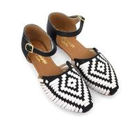 Macarena Collection Womens Shoes Leather Sandals for Women | Huarache Handmade Mexican Sandals Women | Comfortable & Stylish Womens Sandals 2150, White With Black, 5.5 UK