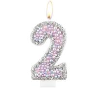 Macaron 2nd Birthday Candles,Purple Pink Number 2 Candle for Cake, Color Pearl Candles, Macaron Themed Birthday Decorations, Sparkler Birthday Candle Cake Topper for Girls Boys Birthday Party Supplies