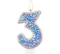 Macaron 3rd Birthday Candles,Purple Blue Number 3 Candle for Cake, Color Pearl Candles, Macaron Themed Birthday Decorations, Sparkler Birthday Candle Cake Topper for Girls Boys Birthday Party Supplies