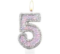 Macaron 5th Birthday Candles,Purple Pink Number 5 Candle for Cake, Color Pearl Candles, Macaron Themed Birthday Decorations, Sparkler Birthday Candle Cake Topper for Girls Boys Birthday Party Supplies