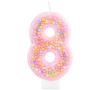 Macaron 8 Birthday Candles for Girls, Rainbow Pastel Macaron Number 8 Candle for Cake, Colorful Cake Topper 8th Birthday Decorations Girl, Sweet Themed Birthday Wedding Party Decoration