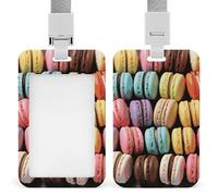 Macaron Biscuit Flavored Pastries Badge Holder with Lanyard - Waterproof Hard Plastic ID Card Holder Professional Name Tag Vertical ID Card Name Badge for Office Nurse Doctor Teacher