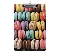 Macaron Biscuit Flavored Pastries Clipboard, A4 Acrylic Clipboard with Hanging Hole, Ultra-Light Clip Board - Holds 100 Sheets, Shatterproof Document Holder for Office, 12.5" X 8.5"